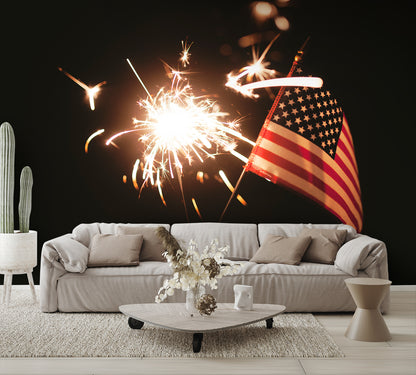 American Flag and Sparkler Wallpaper