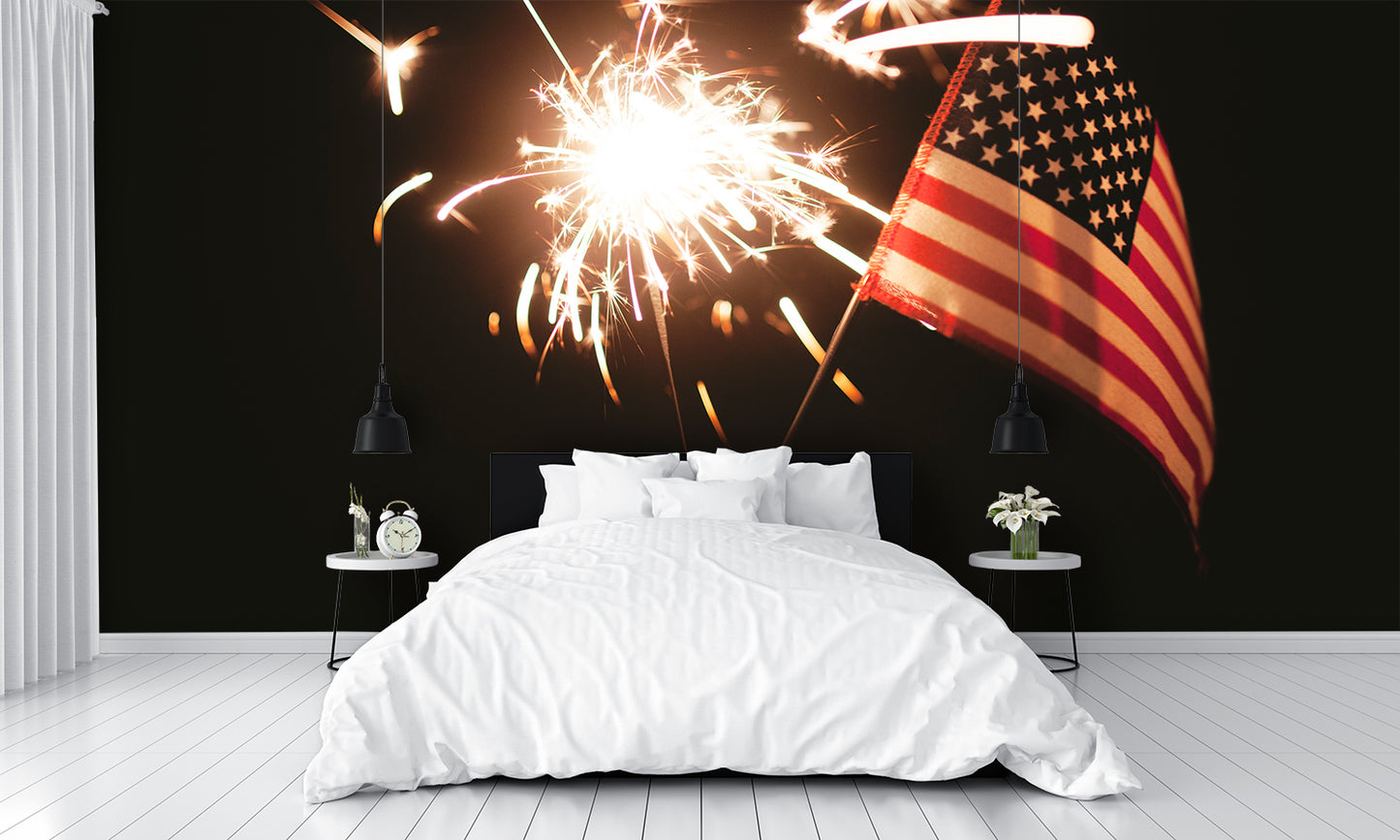 American Flag and Sparkler Wallpaper