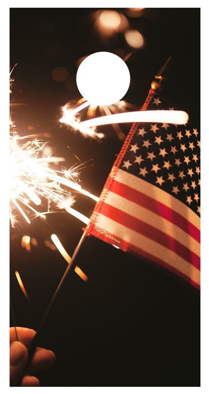 American Flag Sparkler Corn Hole Board Decal Wrap