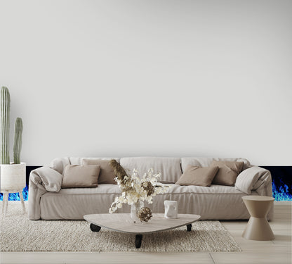 Blue Flaming Fire Border Custom Designed Wallpaper