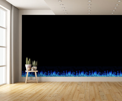 Blue Flaming Fire Border Custom Designed Wallpaper