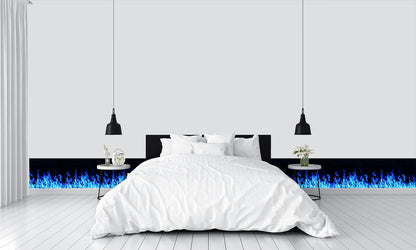 Blue Flaming Fire Border Custom Designed Wallpaper
