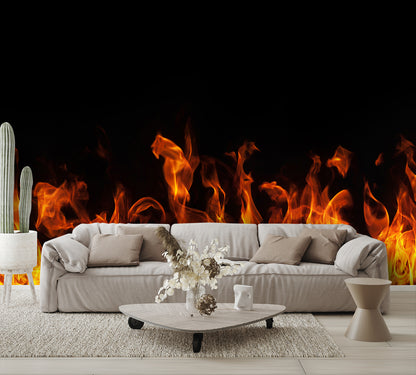 Orange Fire Flames Wallpaper Custom Designed Wall Mural living room