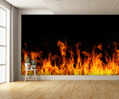 Orange Fire Flames Wallpaper Custom Designed Wall Muralextra room