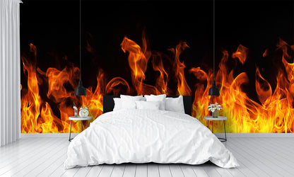 Orange Fire Flames Wallpaper Custom Designed Wall Mural bedroom