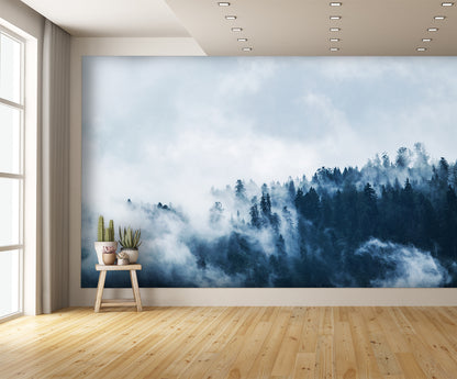 Trees in Fog Custom Designed Wallpaper