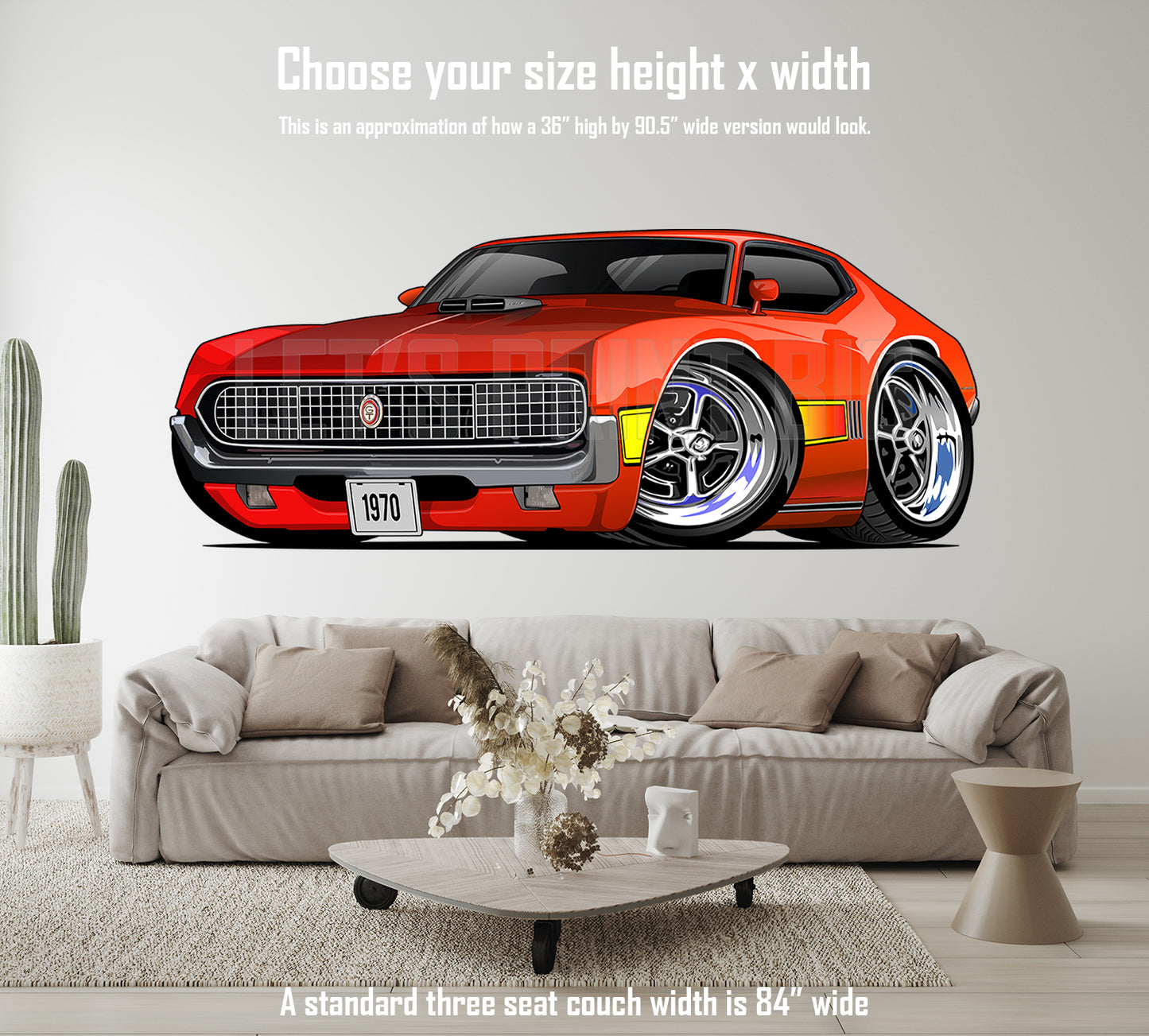 Car Art 1970 Gran Torino Hot Rod Cartoon Wall Decal