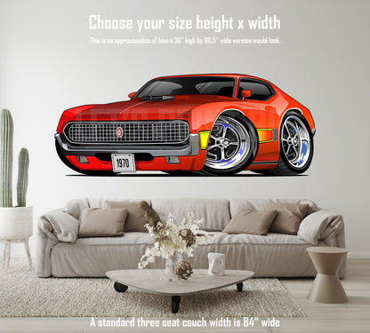 Car Art 1970 Gran Torino Hot Rod Cartoon Wall Decal