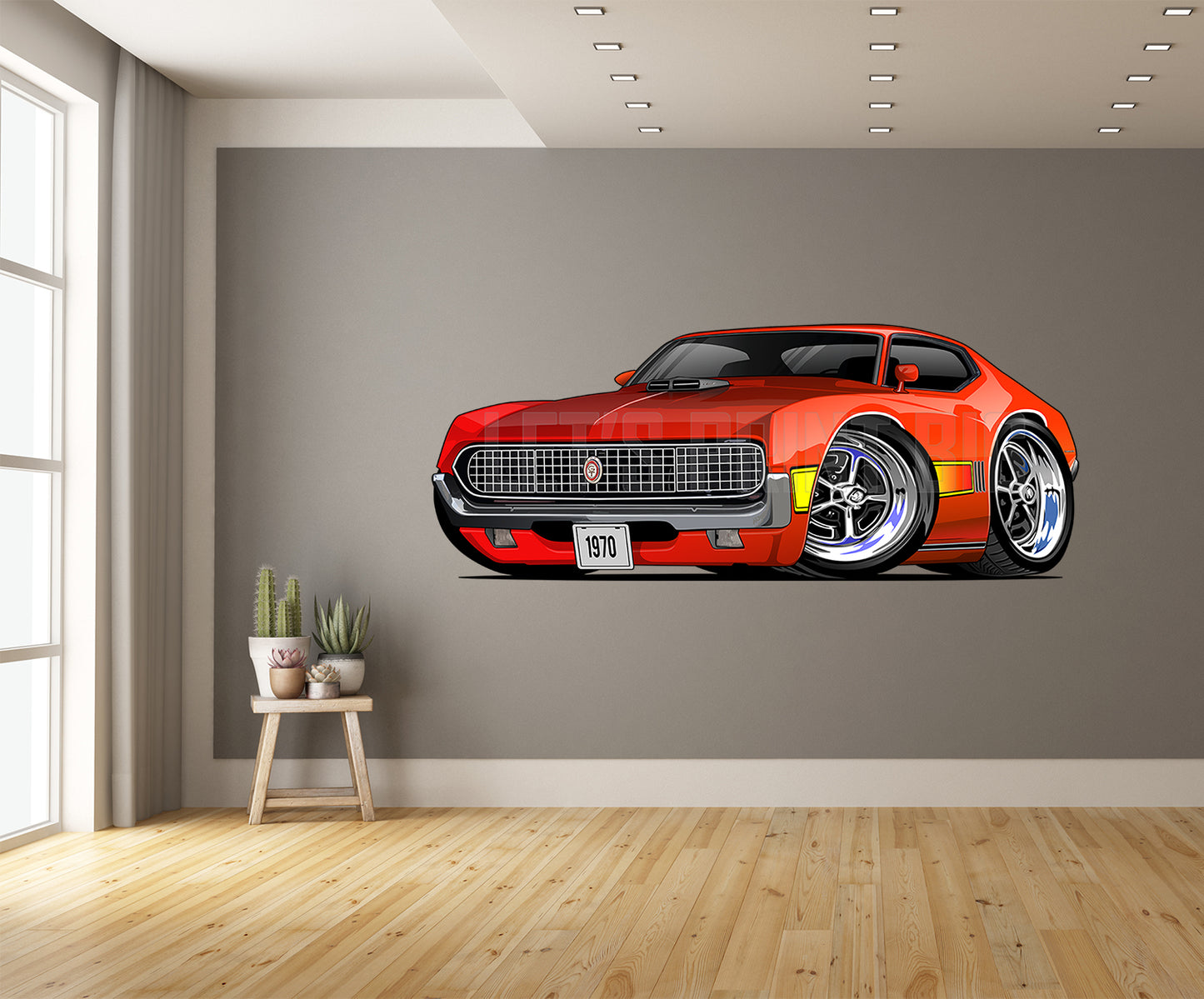 Car Art 1970 Gran Torino Hot Rod Cartoon Wall Decal