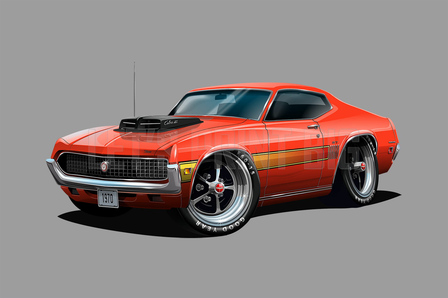 Car Art 1970 Gran Torino Version 2 Hot Rod Cartoon Wall Decal