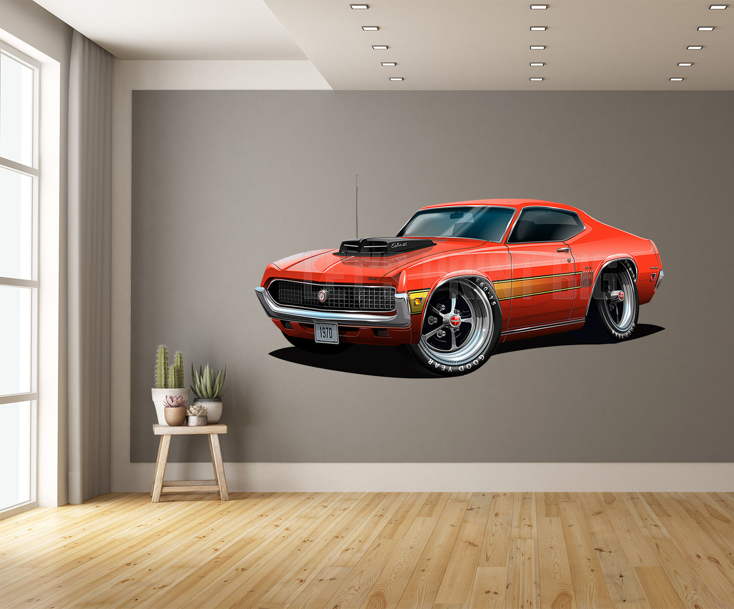 Car Art 1970 Gran Torino Version 2 Hot Rod Cartoon Wall Decal