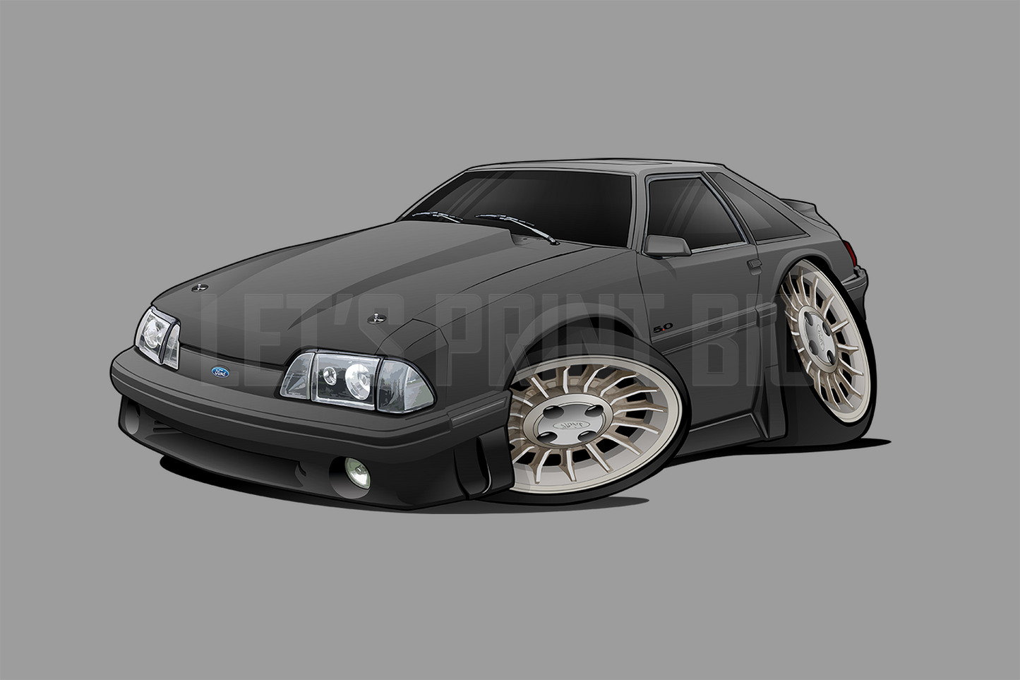 Car Art Matte Black Fox Body Mustang Hot Rod Cartoon Wall Decal