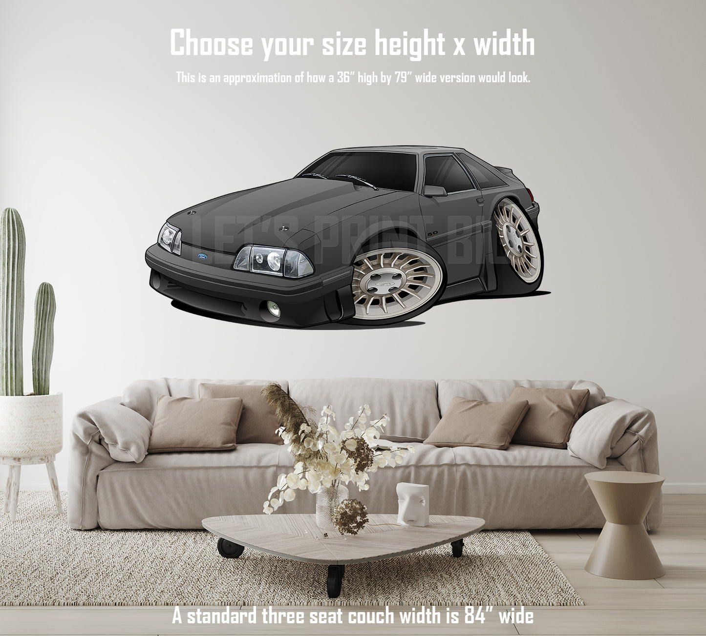 Car Art Matte Black Fox Body Mustang Hot Rod Cartoon Wall Decal