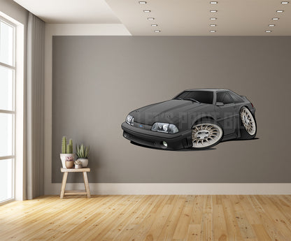 Car Art Matte Black Fox Body Mustang Hot Rod Cartoon Wall Decal