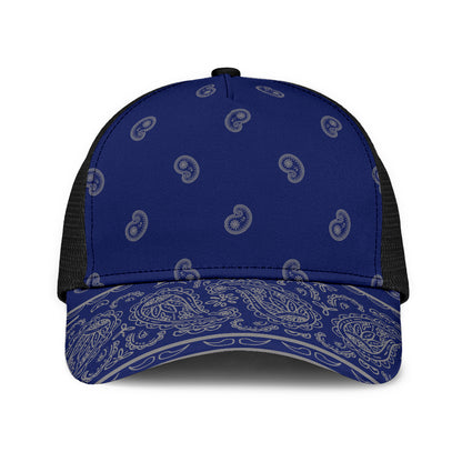 Blue and Gray Bandana All Over Mesh Back Cap