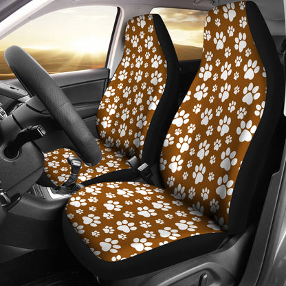 Paw Print Car Seat Covers Brown