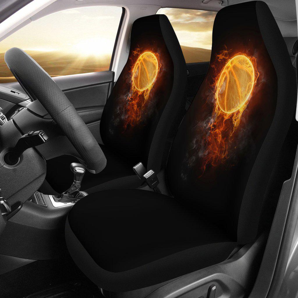 Flaming Basketball Design Seat Covers