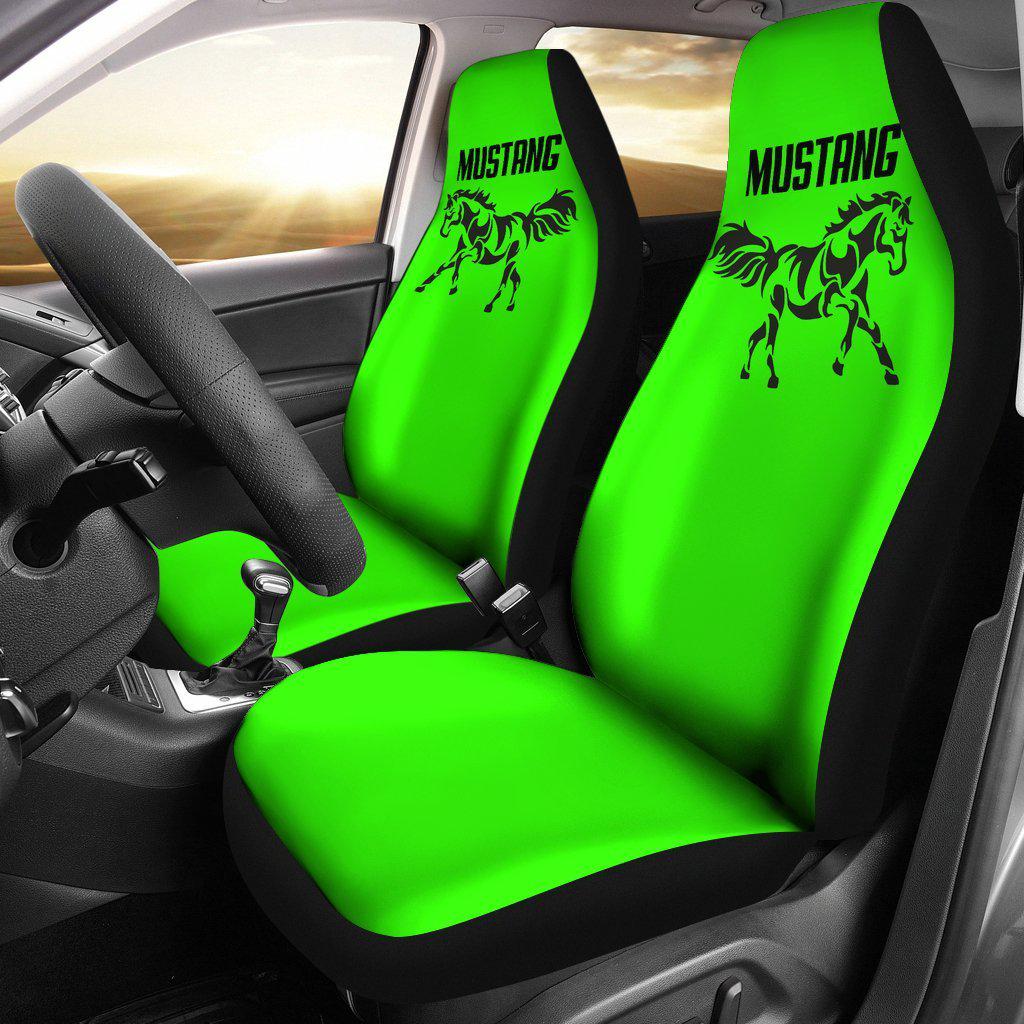 Mustang Horse Lime Green Seat Covers