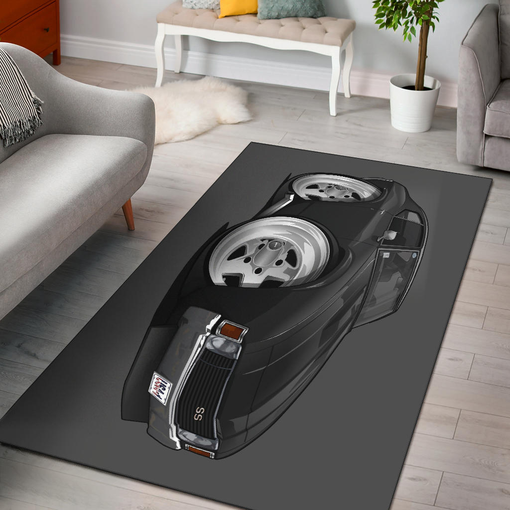 Black Chevelle Muscle Car Art Area Rug
