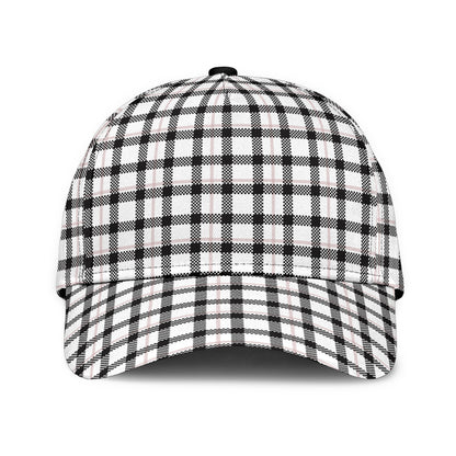 Black and White Buffalo Plaid Printed Classic Cap