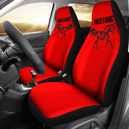Mustang Horse Silhouette Red Seat Covers