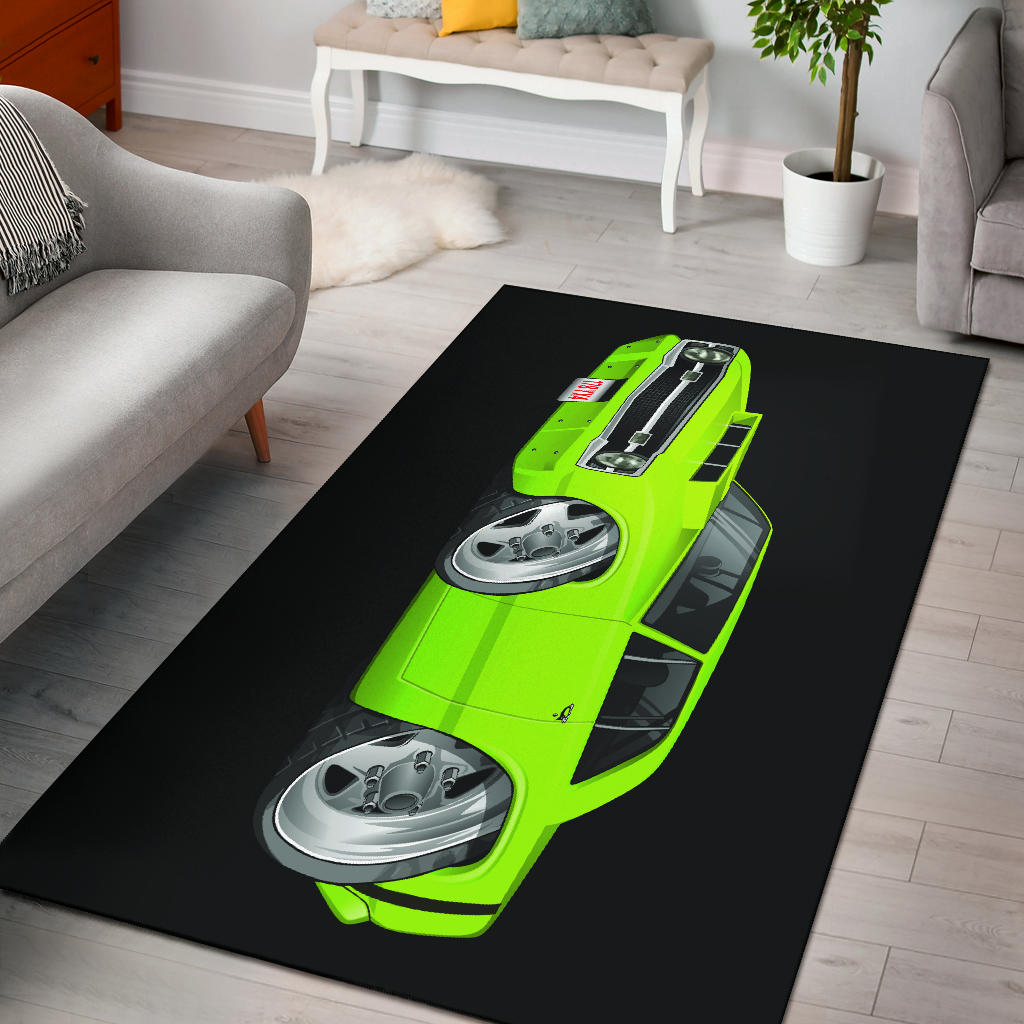 1969 Dart Cart Art Area Rug Black Background