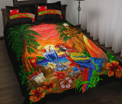 Margaritaville Parrot Sunset Black Quilt Set