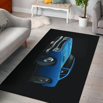 1969 Plymouth Roadrunner Blue Car Art Area Rug