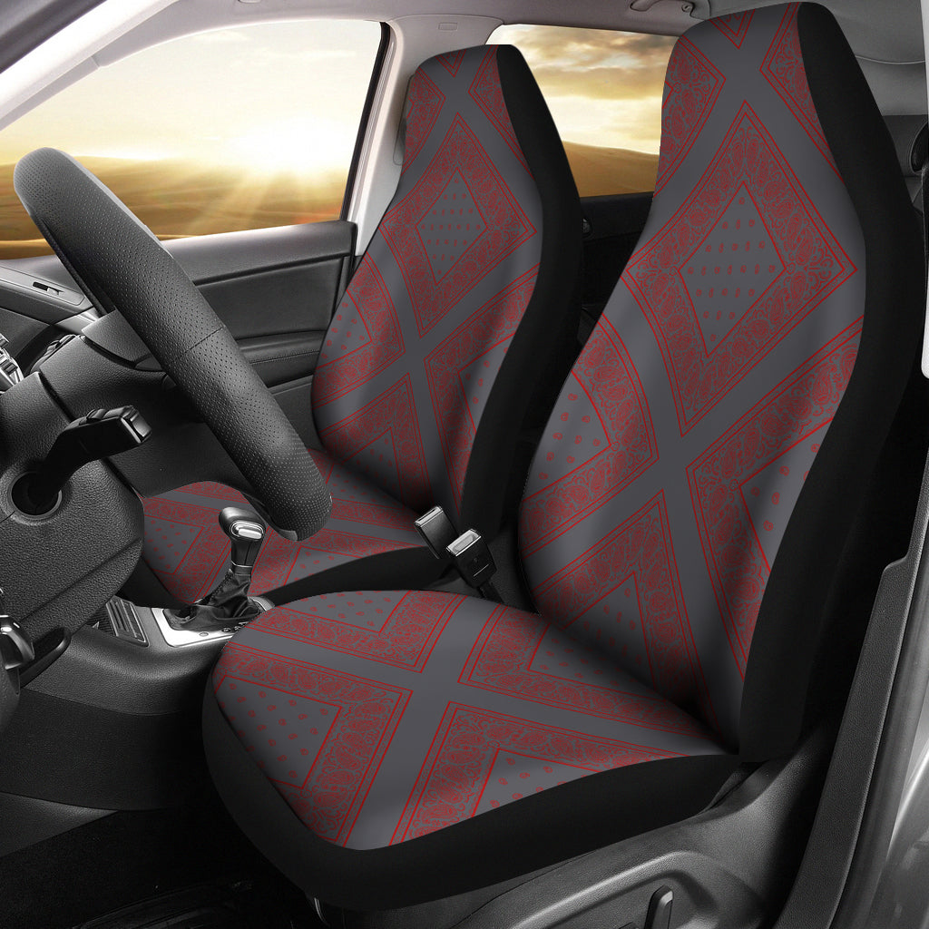 Gray and Red Gray and Red Bandana Car Cover Seats Diamond