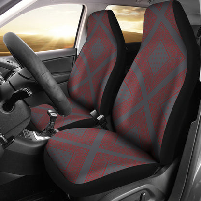 Gray and Red Gray and Red Bandana Car Cover Seats Diamond