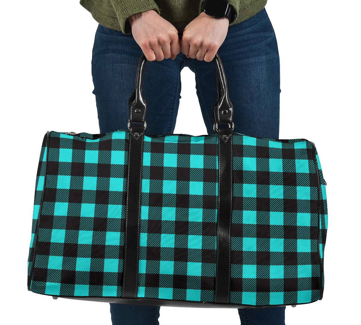 Black and White Buffalo Plaid Travel Bag