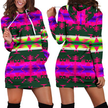 Between the Mountains Teal Pink Hoodie Dress