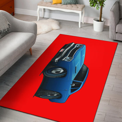 1968 Plymouth Roadrunner Blue Car Art Area Rug
