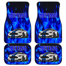 Mustang Blue Flames Floor Mats Set of 4
