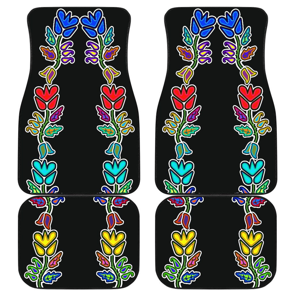 Four Directions Floral Front And Back Car Mats (Set Of 4)