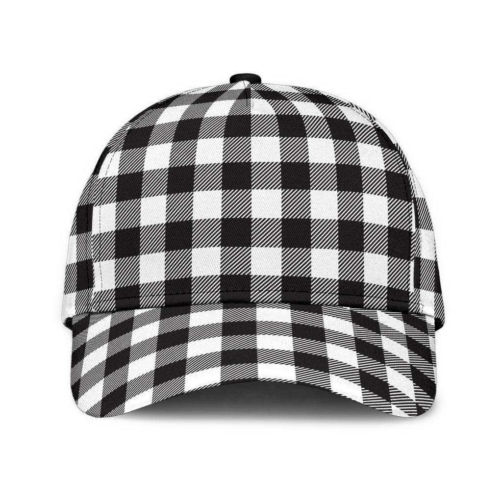 Black and White Buffalo Plaid Printed Classic Cap