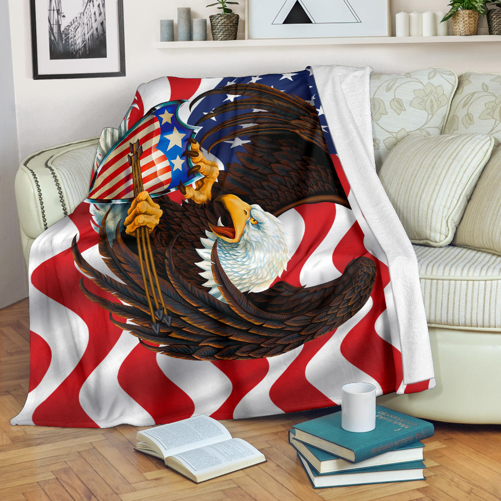 American Bald Eagle Shield Flag Premium Blanket