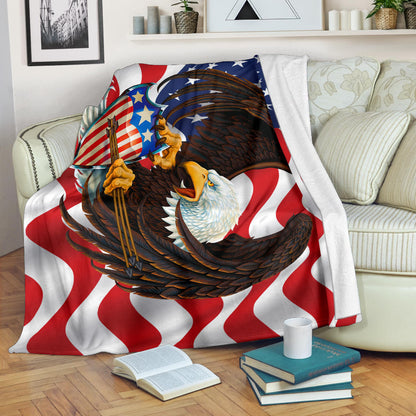 American Bald Eagle Shield Flag Premium Blanket