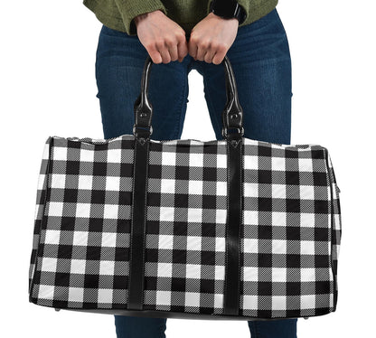 Black and White Buffalo Plaid Travel Bag