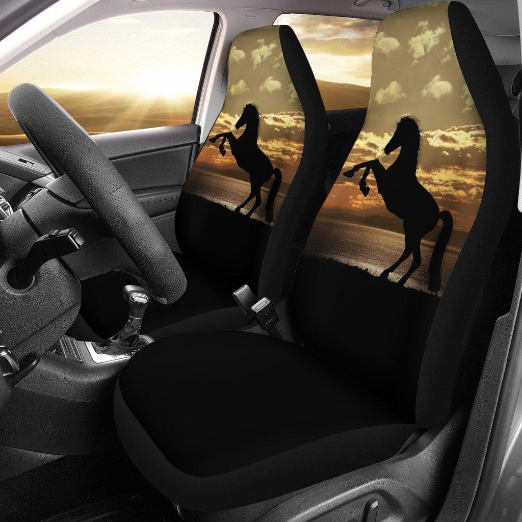 Stallion Horse Silhouette Ocean Sunset Seat Covers
