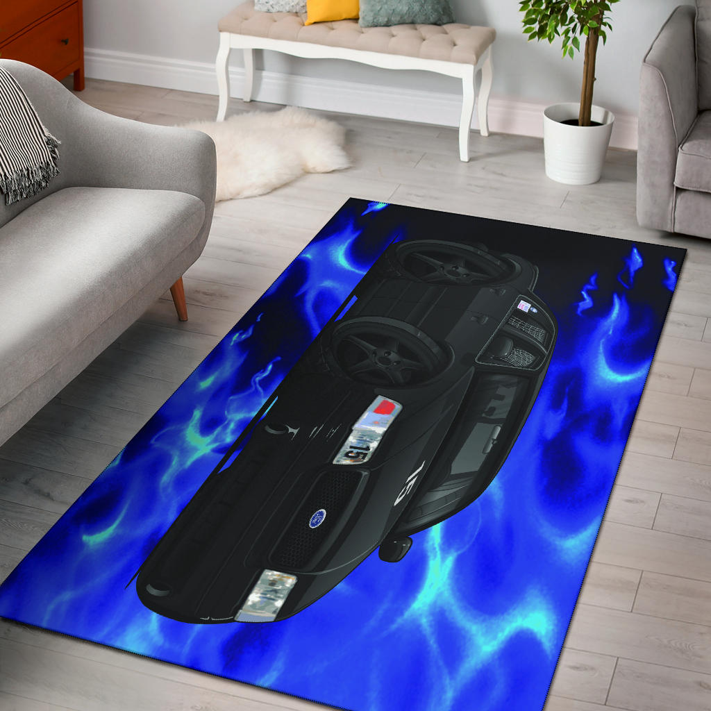1999 Crown Victoria Blue Flames Area Rug