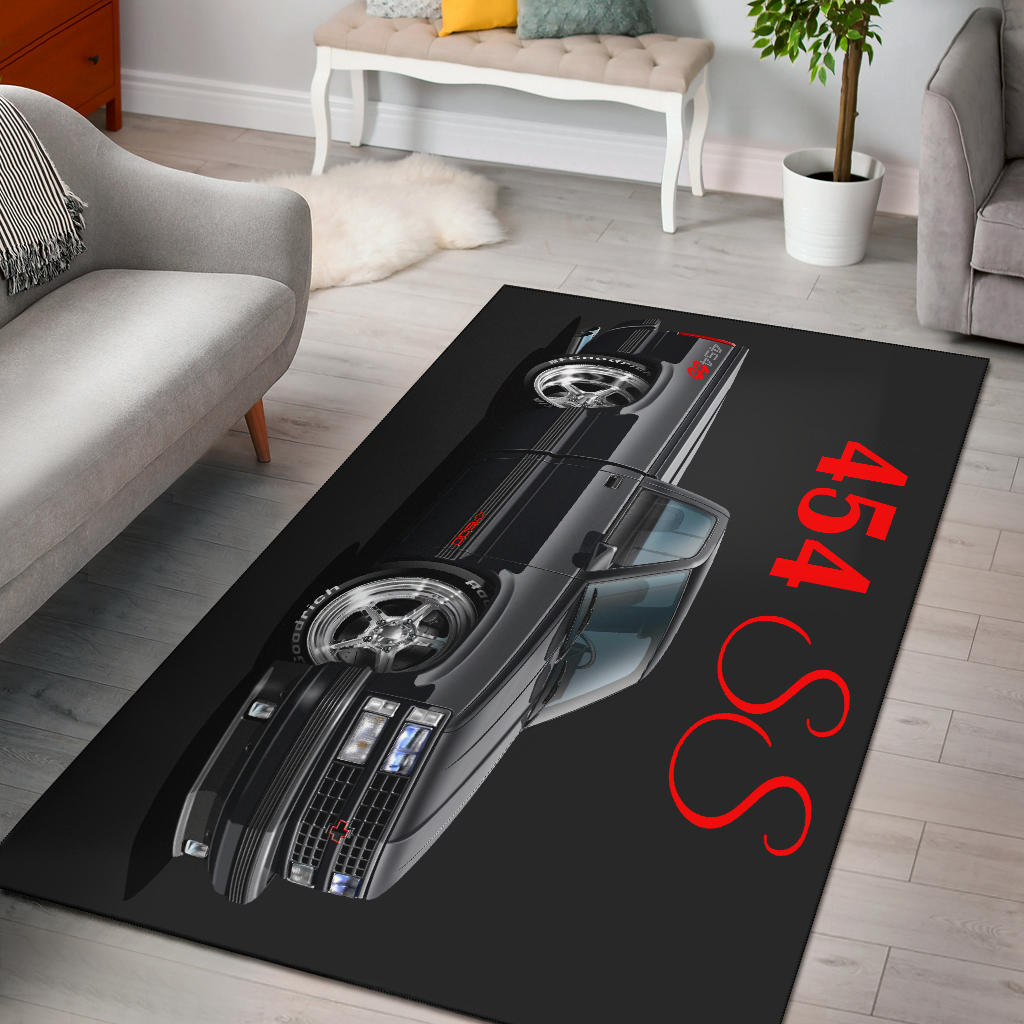 1990 454SS Pickup Truck Car Art Area Rug