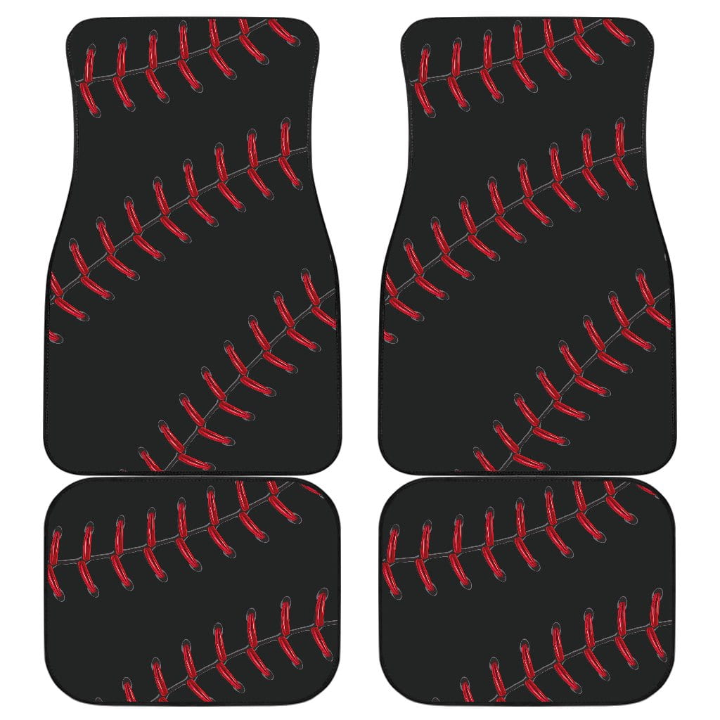 Black Baseball Front And Back Car Floor Mats (Set Of 4)