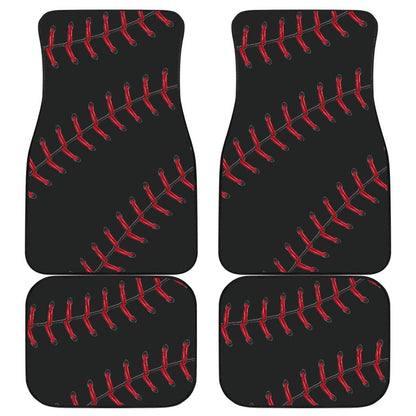 Black Baseball Front And Back Car Floor Mats (Set Of 4)