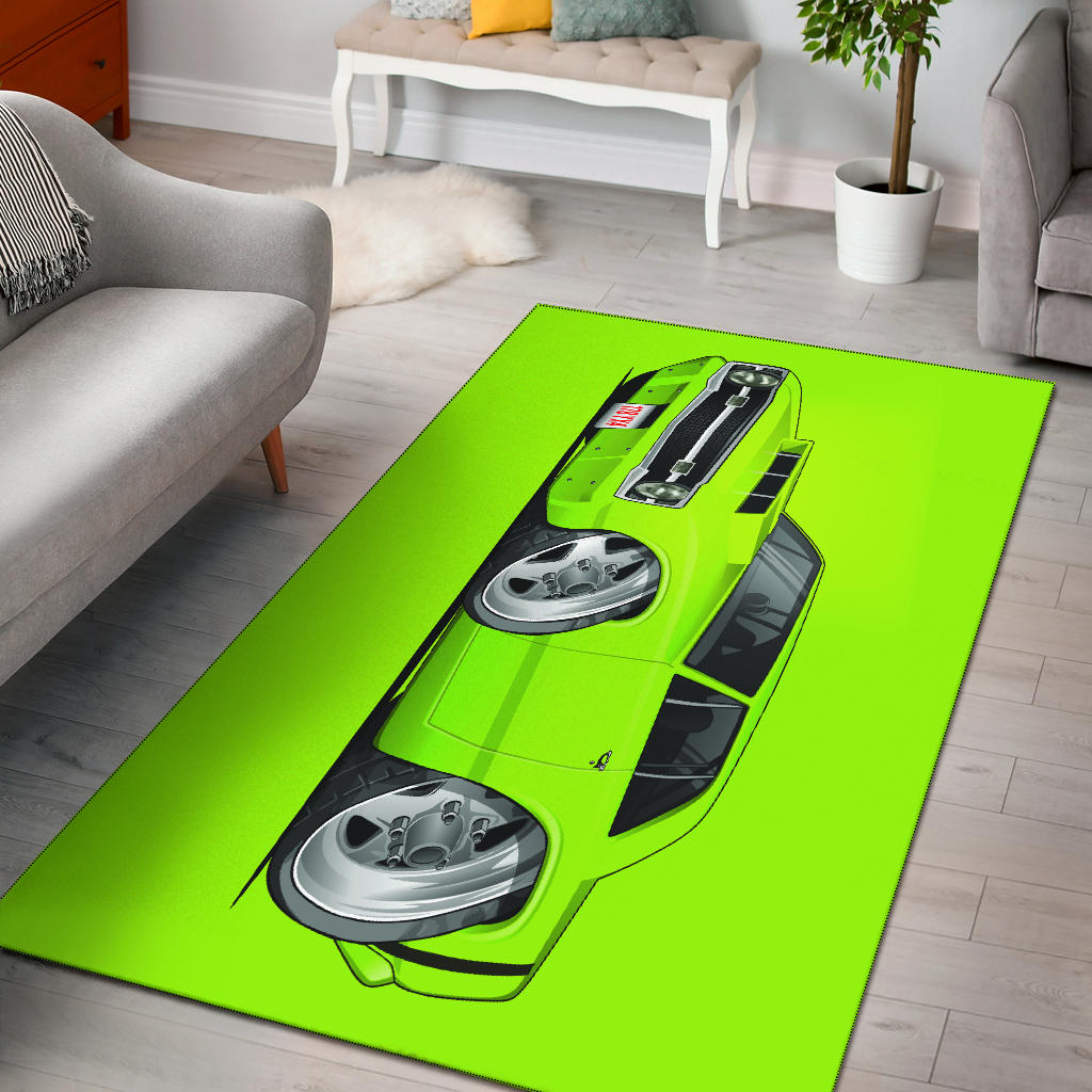 1969 Dart Car Art Area Rug Green