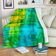 Ultra Plush Green Blue Tie Dye Fleece Premium Blanket