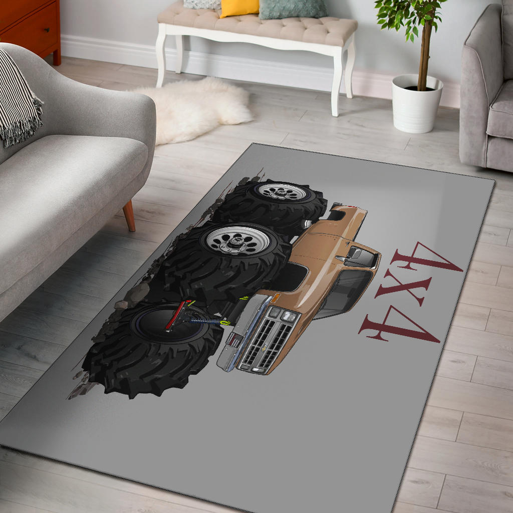 1986 4x4 Pickup Truck Car Art Area Rug