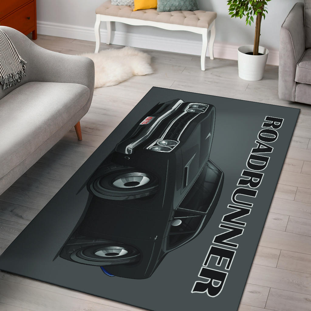 1968 Black Plymouth Roadrunner Area Rug