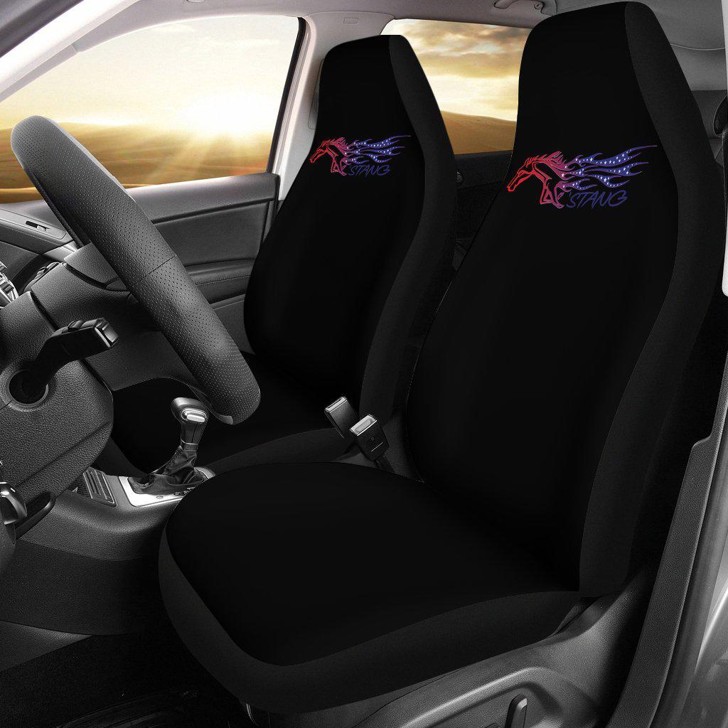 Mustang Horse Black Seat Covers