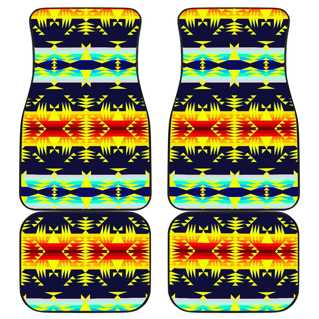 Between the Mountains Navy Yellow Set of 4 Car Floor Mats